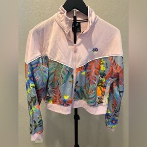 Nike Women's Pastel Pink Bomber Jacket with Tropical Print